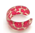 Plastik armring - halvåben - Leopard rød